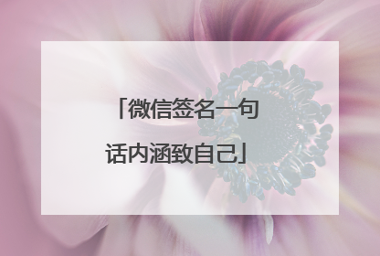 微信签名一句话内涵致自己