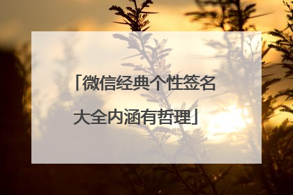 微信经典个性签名大全内涵有哲理