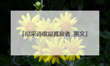 尼采诗歌最孤寂者 英文