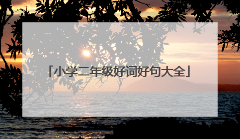 小学二年级好词好句大全