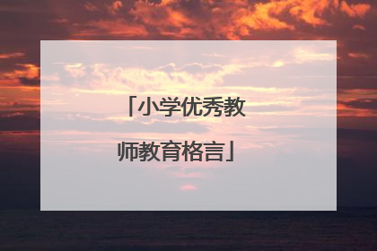 小学优秀教师教育格言