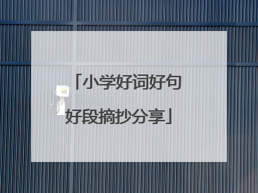 小学好词好句好段摘抄分享