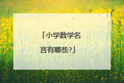小学数学名言有哪些?