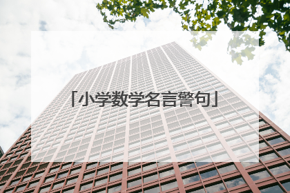 小学数学名言警句