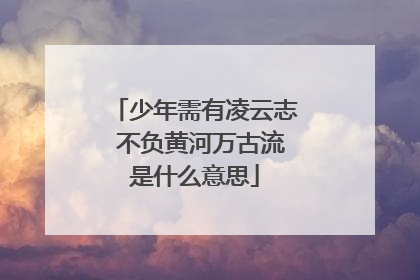 少年需有凌云志 不负黄河万古流是什么意思
