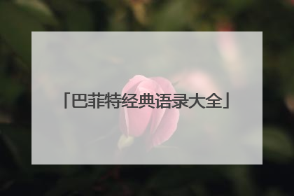 巴菲特经典语录大全