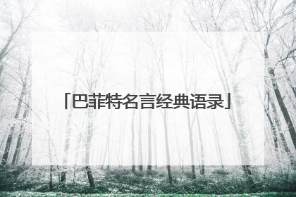 巴菲特名言经典语录