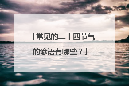 常见的二十四节气的谚语有哪些?