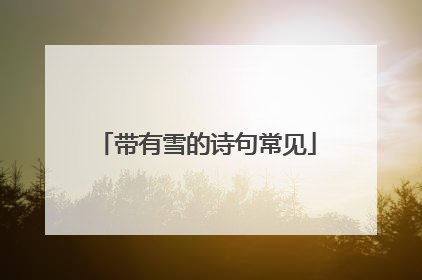 带有雪的诗句常见