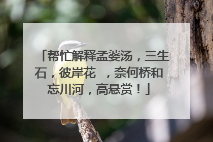 帮忙解释孟婆汤,三生石,彼岸花 ,奈何桥和忘川河,高悬赏!