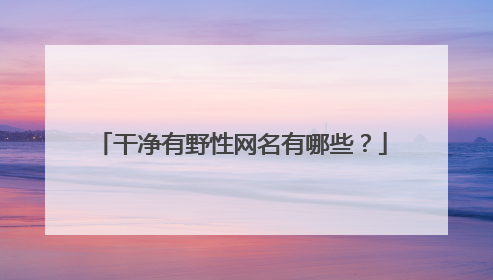 干净有野性网名有哪些?