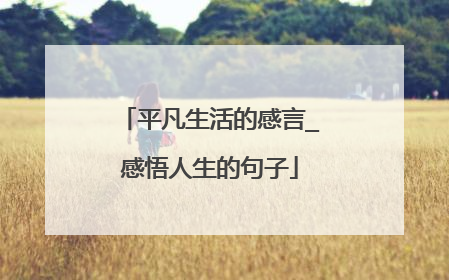 平凡生活的感言_感悟人生的句子