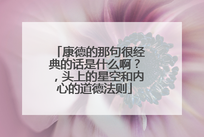 康德的那句很经典的话是什么啊?,头上的星空和内心的道德法则