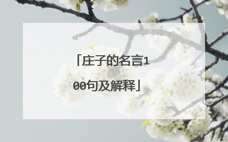 庄子的名言100句及解释
