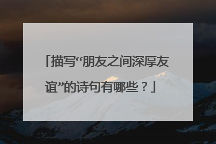 描写“朋友之间深厚友谊”的诗句有哪些？