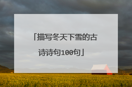 描写冬天下雪的古诗诗句100句