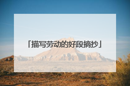 描写劳动的好段摘抄