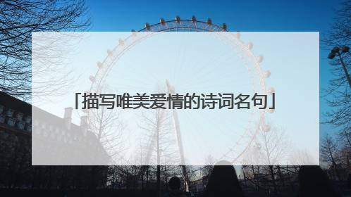 描写唯美爱情的诗词名句