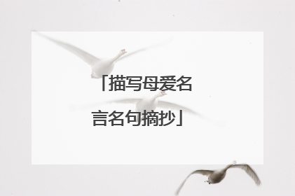 描写母爱名言名句摘抄