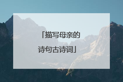 描写母亲的诗句古诗词