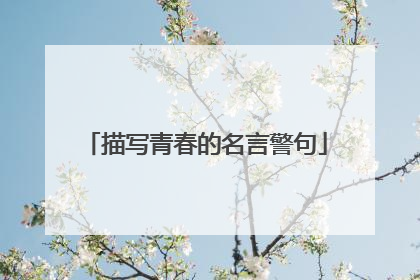 描写青春的名言警句