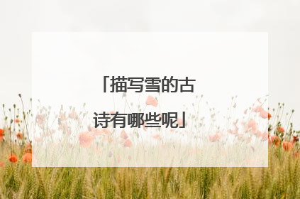 描写雪的古诗有哪些呢