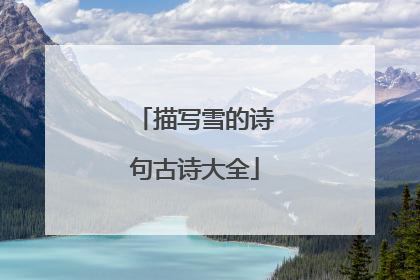 描写雪的诗句古诗大全