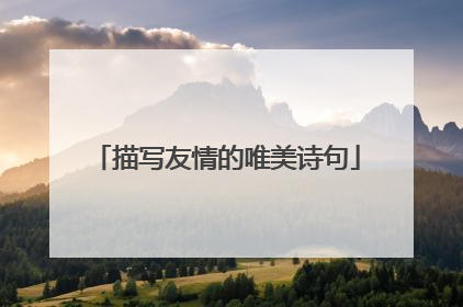 描写友情的唯美诗句