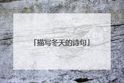 描写冬天的诗句