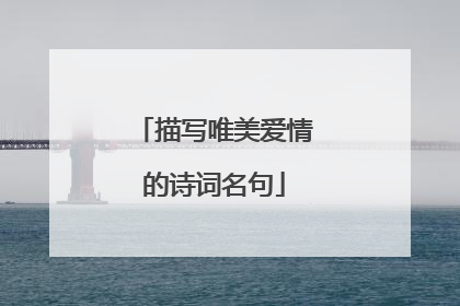 描写唯美爱情的诗词名句