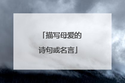 描写母爱的诗句或名言