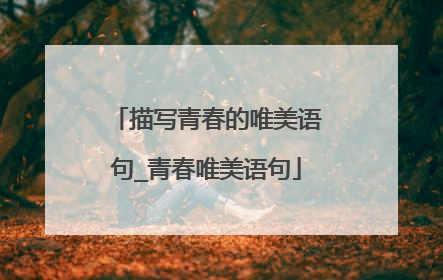 描写青春的唯美语句_青春唯美语句