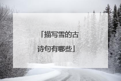 描写雪的古诗句有哪些