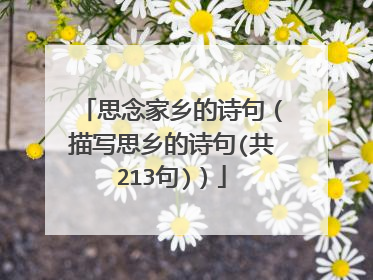 思念家乡的诗句(描写思乡的诗句(共213句))