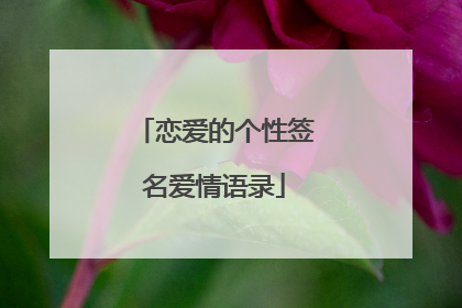 恋爱的个性签名爱情语录