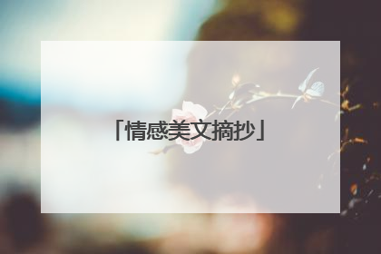 情感美文摘抄