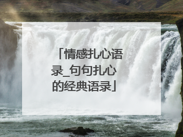 情感扎心语录_句句扎心的经典语录