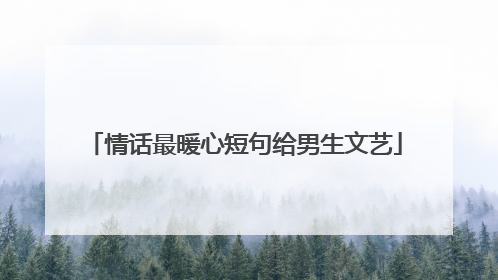 情话最暖心短句给男生文艺