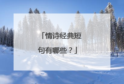 情诗经典短句有哪些?