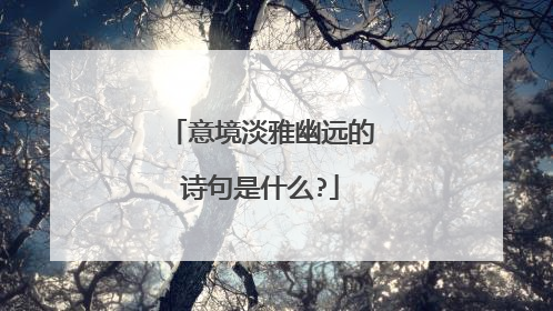 意境淡雅幽远的诗句是什么?