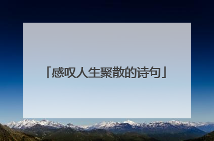 感叹人生聚散的诗句