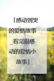 感动到哭的爱情故事_看完很感动的爱情小故事