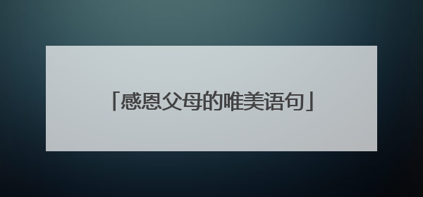 感恩父母的唯美语句