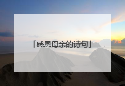 感恩母亲的诗句