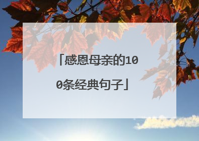 感恩母亲的100条经典句子