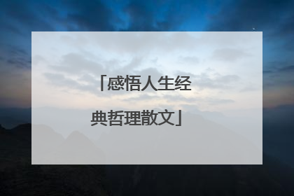 感悟人生经典哲理散文