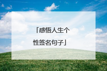 感悟人生个性签名句子