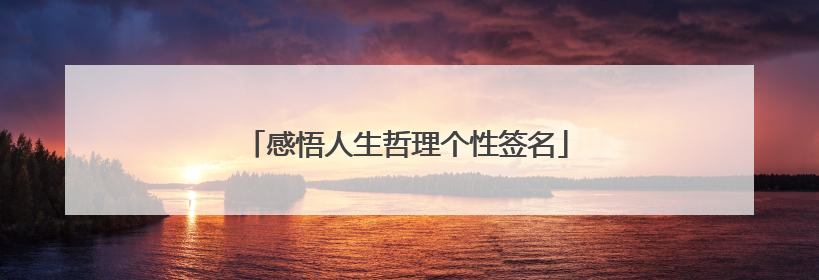 感悟人生哲理个性签名