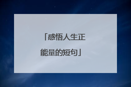 感悟人生正能量的短句