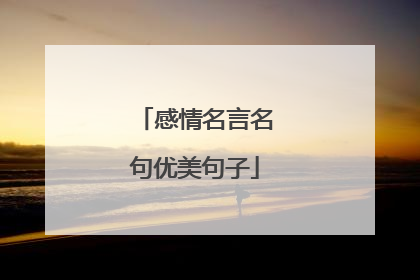 感情名言名句优美句子